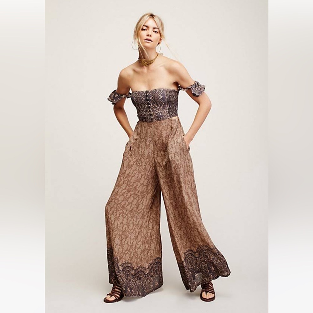 Free People Midsummer Dream Smocked Cutout Romper Jumpsuit XS